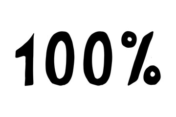 100 percent.Hand drawn sign on isolated white background.