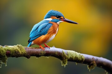 Kingfisher Alcedo atthis perching on a branch, Common Kingfisher Alcedo atthis perched on a branch, AI Generated