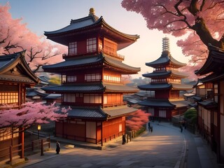 Fototapeta premium Experience the vibrant energy of Kyoto, Japan with a stunning photo of the iconic Yasaka Pagoda and the charming Sannen Zaka street