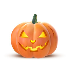 3D Rendering Halloween Scary Laughing Pumpkin  Isolated On Transparent Background, PNG File Add