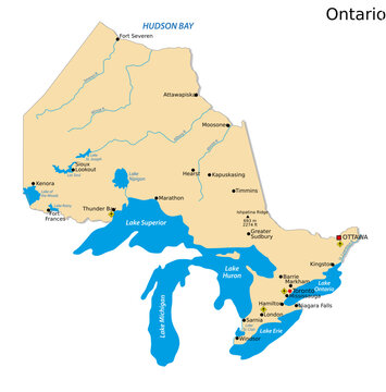 Simple vector map of Ontario, Canada
