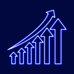 Glowing graph on a black background. Businessman visual screen Business development to success and growing growth concept.
