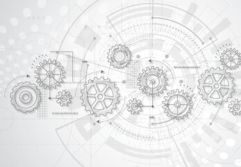 Abstract gear wheel mechanism background. Machine technology. Vector illustration - 650575498
