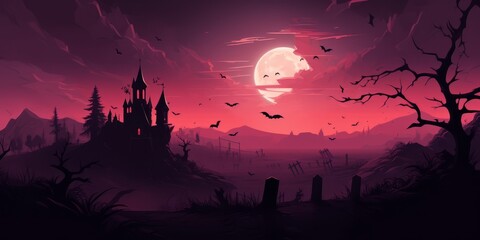 Scary Halloween landscape background