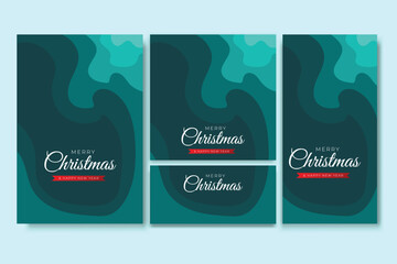 Fototapeta premium Merry Christmas Flyer and Social media Bundle Set Abstract Background 8