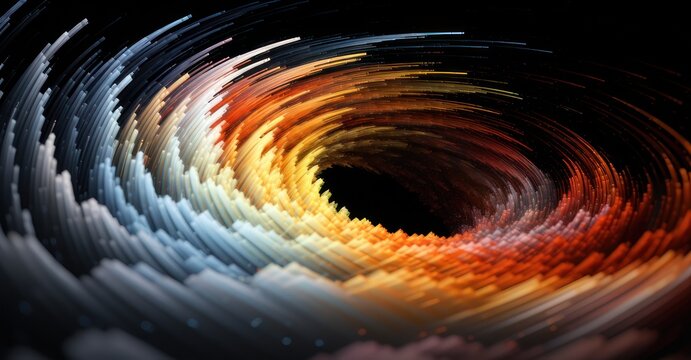 vortex of data being processed and transformed into a coherent image, symbolizing machine learning