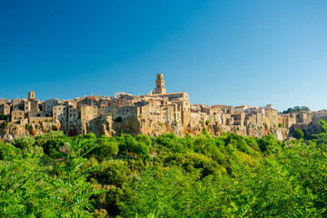 Fototapeta na wymiar Pitigliano, Italy. Panoramic view of the old town 