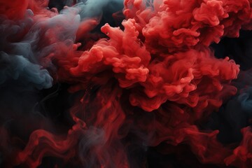 Obraz premium Smoke, Red and black smoke mixing.