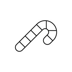 Candy cane sweet stick icon. Christmas or New Year festive flat icon isolated on white background. Gift, greeting card print template. Vector illustration.