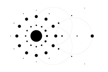 Black circle and circle pattern, small and large polka dots, Line art, digital, digital art, design, imagination, simple, art, black and white, ring visual elements,imaginative lines