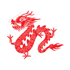 Year of the dragon zodiac sign. Happy Chinese new year 2024. Vector illustration.