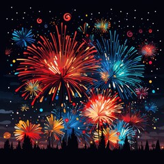 Brilliant fireworks light up the night sky
