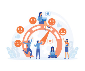 User Experience, Customer Satisfaction Meter with Emotions Icons. Consumer Online report, flat vector modern illustration