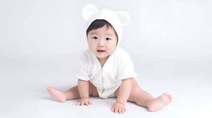 Capturing the Innocence of a Baby Laughing Joyfully on a Clean White Background