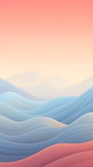 Fototapeta na wymiar Curves, lines and shapes, pastel colors, blue and pink clean minimalist wallpaper backdrop representing abstract sea waves and mountains landscape