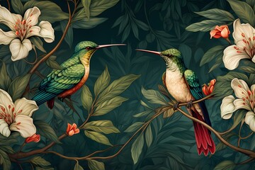 Flowers and birds illustration 