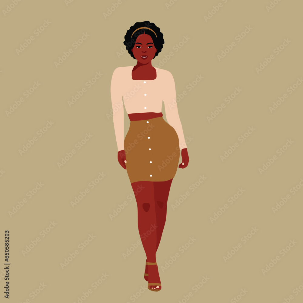 Wall mural afro black woman in elegant art style vector