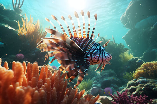 small fish live in coral reefs photography Made with Generative AI
