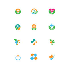 set of logo medical health vector