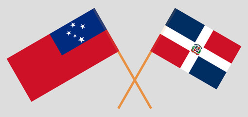 Crossed flags of Samoa and Dominican Republic. Official colors. Correct proportion