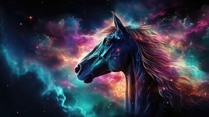 Obraz na płótnie Canvas Vivid Horse Whispers: A Mystery in the Galaxy. Generative AI 7