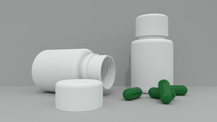 bottle and pills