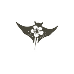 manta ray fish with flower vector