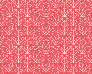 Flower geometric pattern. Seamless vector background. Pink and white ornament