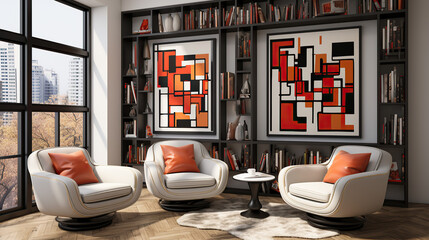 Stylish Room Interior Mockup, Modern Interior Design, 3D Render, 3D Illustration