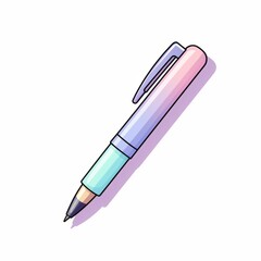 Simple cute aesthetic pen sticker in pastel colors on transparent background