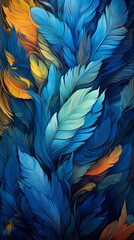 Abstract Blue Feather Wallart Mockup, Generative AI