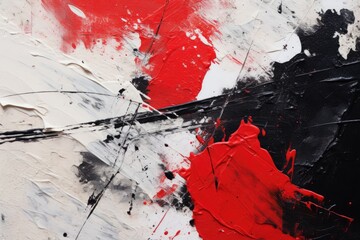 Abstract art banner made with mixed black, white and red oil paint