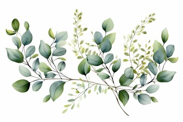 frame of leaves watercolor Eucalyptus Leaves Frame , Botanical Wedding Stationer, ,artwork graphic design illustration.
