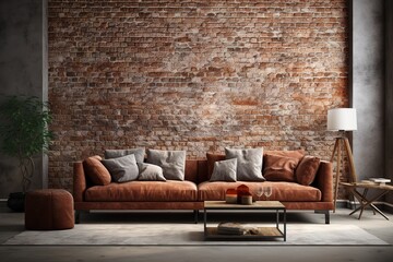 Sofa in old vintage brick wall loft - apartment in alten Ziegel Loft
