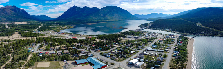 Carcross Yukon T Canada aerial pano landscape