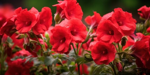 Obraz premium A field of red flowers, blossoms, background