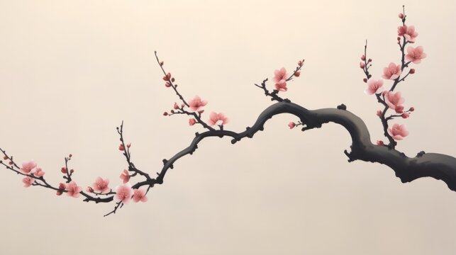 Tranquil Blossoms: Minimalistic Floral Symbolism of Inner Calm and Growth