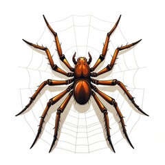 Tiny spider in cartoon style isolated on a white background