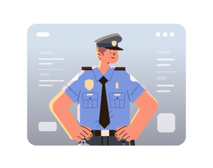 policeman in unifor police officer man cop portrait happy labor day celebration concept horizontal