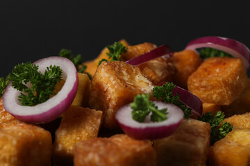 Fried tofu, delicious and tasty fried food, tasty food