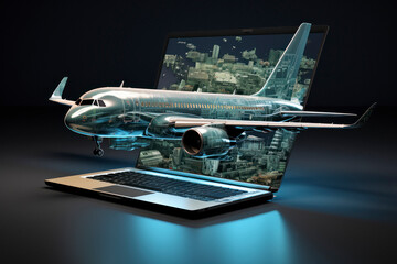 Booking a flight ticket online concept.