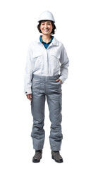 Fototapeta premium Engineer, a contractor woman isolated on transparent white background