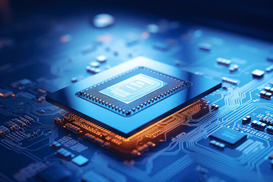 Chip set on the main board.The concept of electronics and technology.