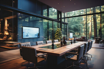 Modern boardroom or conference hall interior