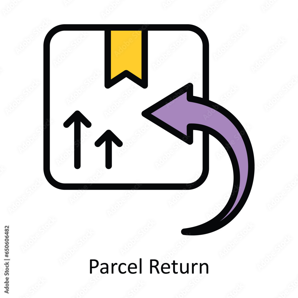 Poster parcel return vector fill outline icon design illustration. web store symbol on white background eps