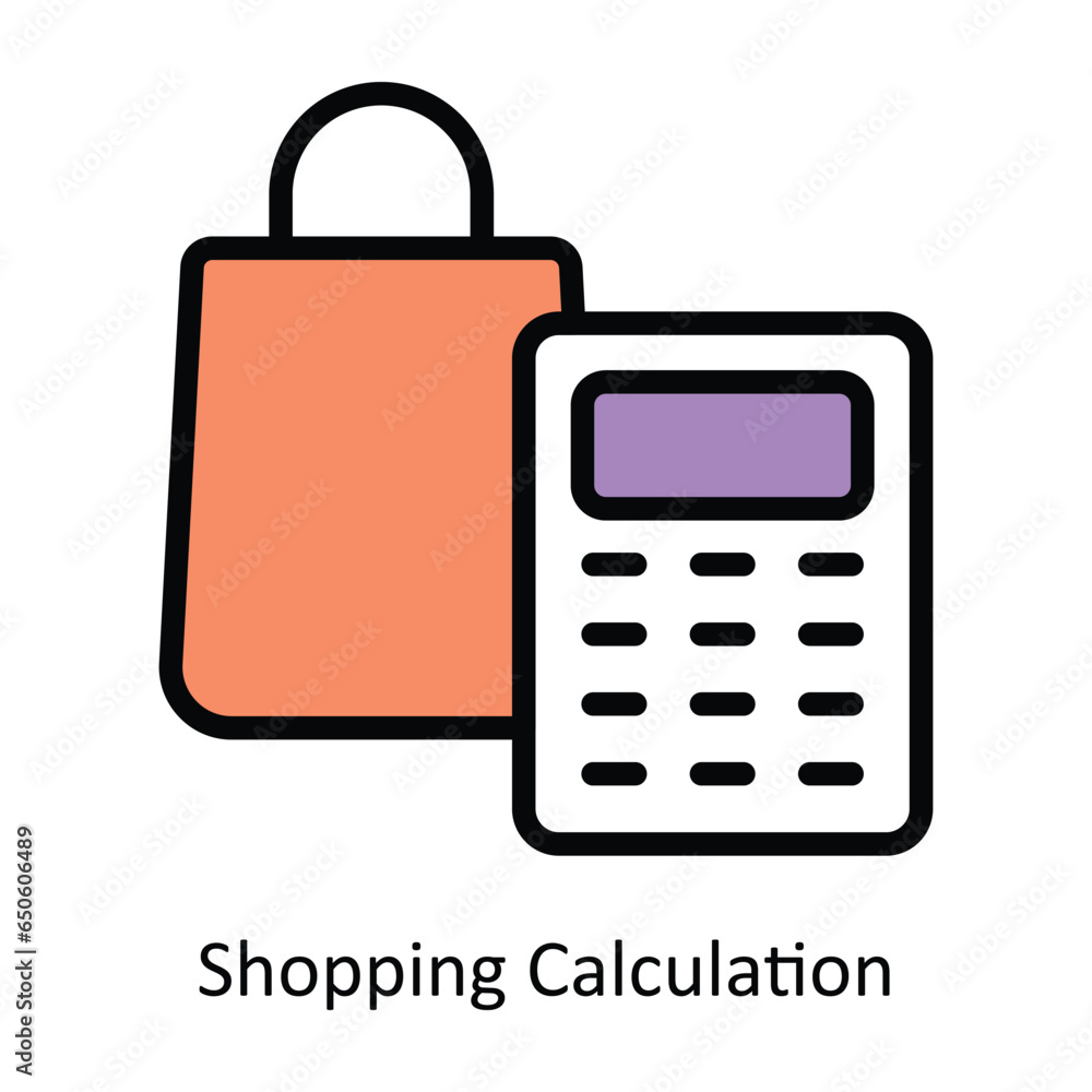 Poster Shopping Calculation vector Fill outline Icon Design illustration. Web store Symbol on White background EPS 10 File 