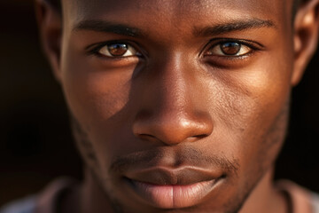 Close-Up Aufnahme eines Mannes mit schwarzer Hautfarbe