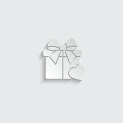 gift box vector icon with heart sign