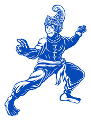 vector vintage character pencak silat illustration design