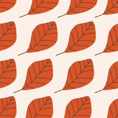 Orange dry fall leaves pattern, textured cute fall background